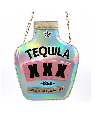 Tequila Bottle Shaped Laser Shoulder Handbag