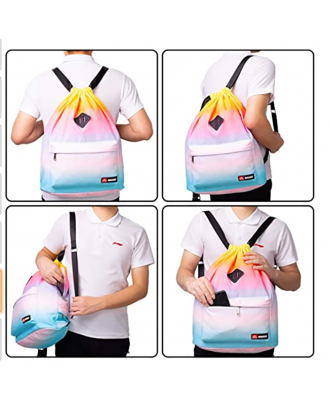 Drawstring Backpack with Shoe Pocket