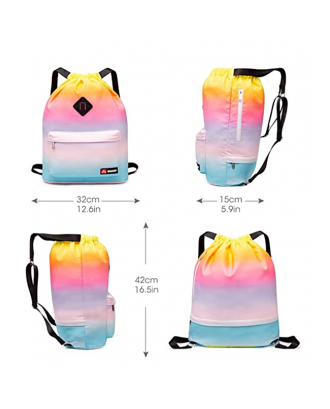 Drawstring Backpack with Shoe Pocket